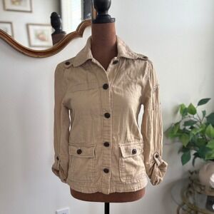American Eagle Outfitters Utility Jacket XS‎ Button Up Tan Lightweight